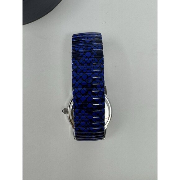 Isaac Mizrahi Live Watch Women 32mm Blue Tone Checkered Stretch New In Box - Picture 4 of 4